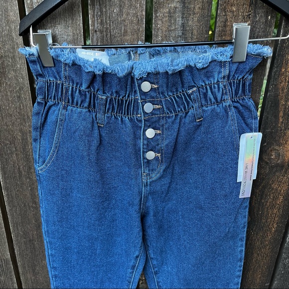 Tinseltown Denim Paperbag Raw Edge Waist Buttonfly Hi-Rise Skinny Jeans Sz 5/27 - Picture 6 of 16